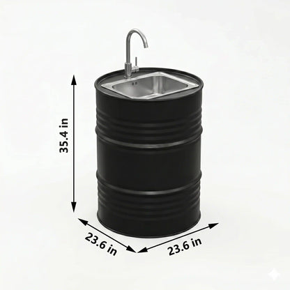 Custom Industrial Oil Drum Sink Vanity for Bar Restaurant Restroom