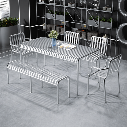 Custom outdoor iron furniture for bar cafe restaurant patio brewery garden hotel terrace and commercial hospitality project