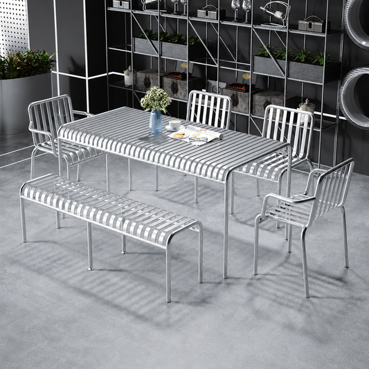 Custom outdoor iron furniture for bar cafe restaurant patio brewery garden hotel terrace and commercial hospitality project