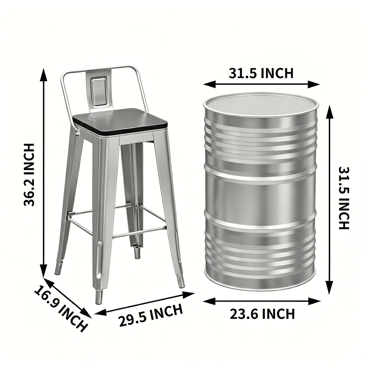 Complete Industrial Oil Drum Table Set with Stools for Bar Cafe