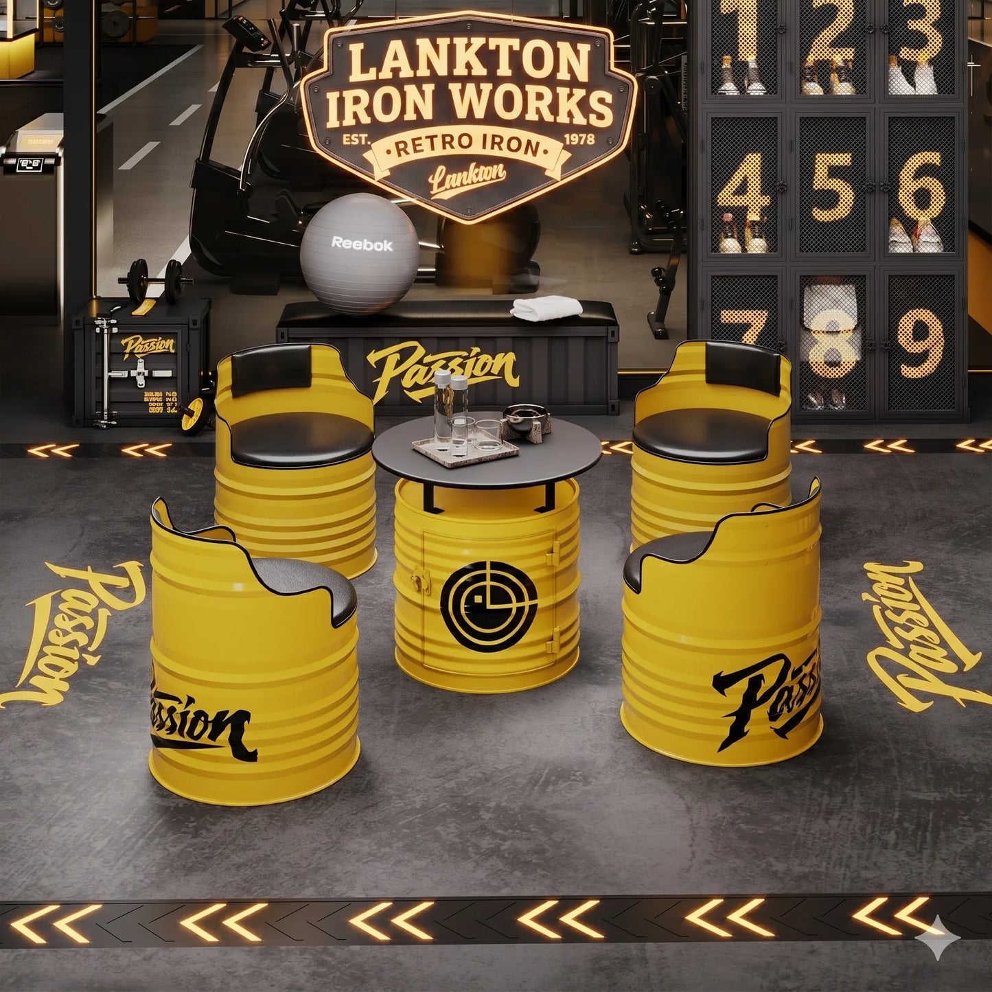 Custom Industrial Oil Drum Table and Chair Set for Bar Cafe