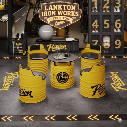 Custom Industrial Oil Drum Table and Chair Set for Bar Cafe