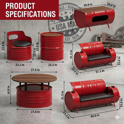 Custom Industrial Oil Drum Sofa Set for Bar Cafe Lounge