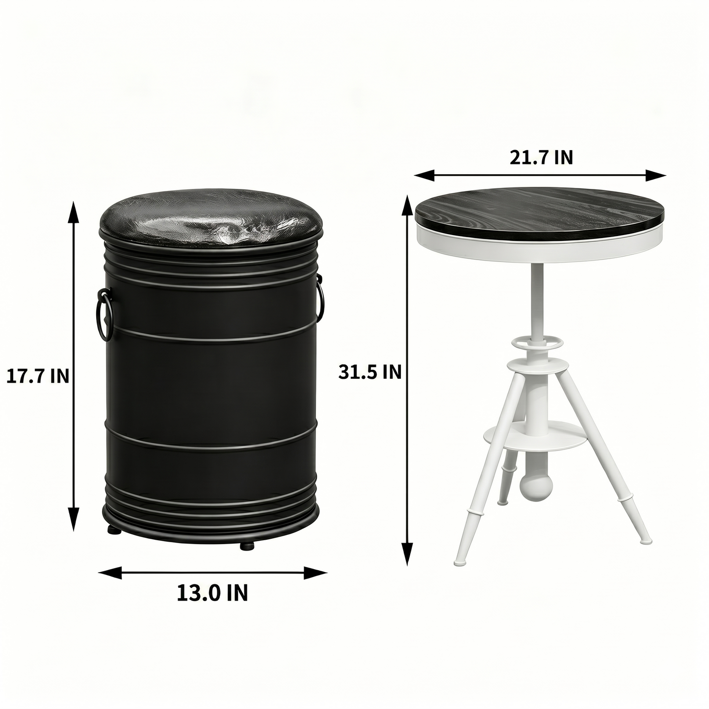 Custom Oil Drum Bar Table Set with Storage for Bar Cafe Brewery