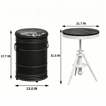 Custom Oil Drum Bar Table Set with Storage for Bar Cafe Brewery