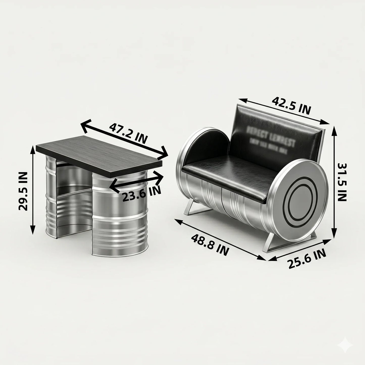 Galvanized Iron Oil Drum Table Set for Outdoor Bar Cafe