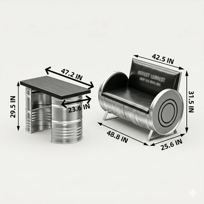 Galvanized Iron Oil Drum Table Set for Outdoor Bar Cafe