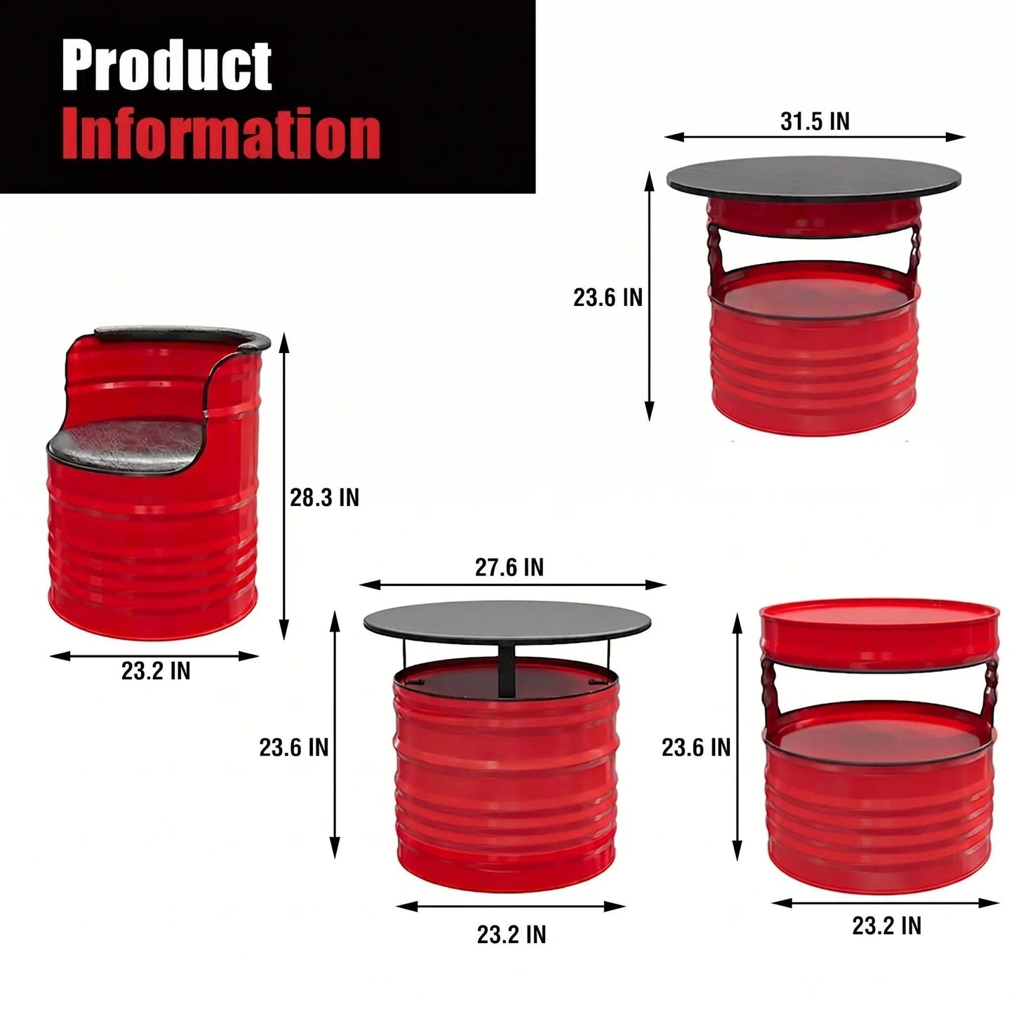Custom Industrial Oil Drum Bar Table Set for Bar Cafe Brewery