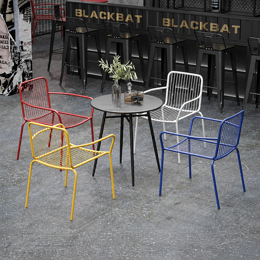 Industrial iron table and chair set for cafe bistro restaurant coffee shop patio and commercial dining furniture project