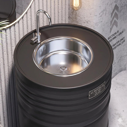 Custom Industrial Oil Drum Sink Vanity for Bar Restaurant Restroom