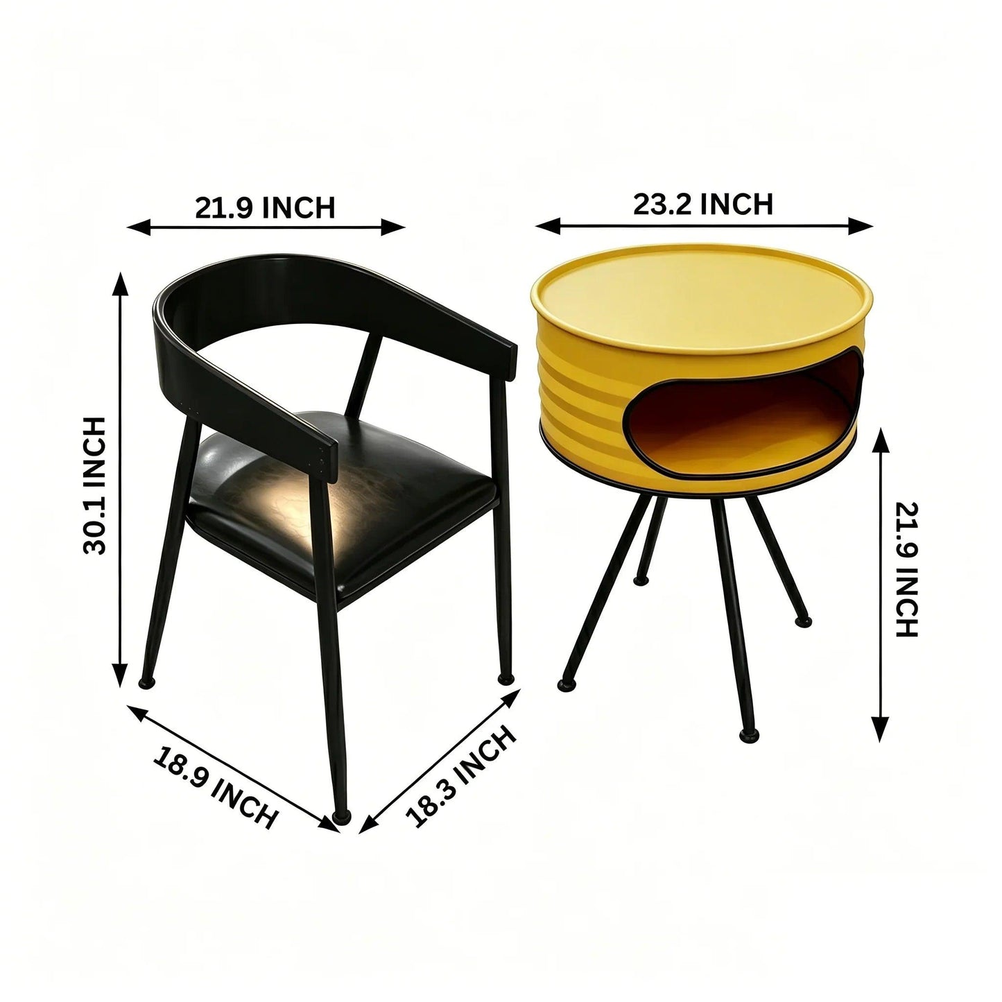 Industrial Metal Cafe Table and Chairs Set for Restaurant Bistro