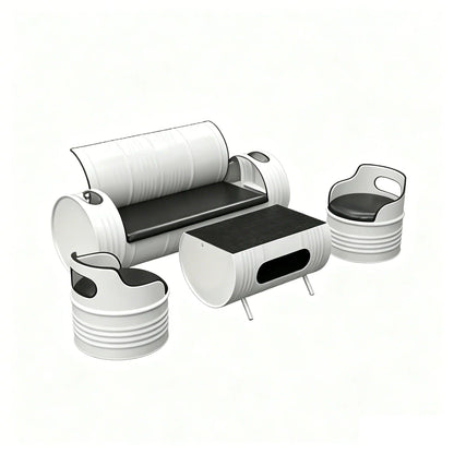 Custom Industrial Oil Drum Sofa Set for Bar Cafe Lounge