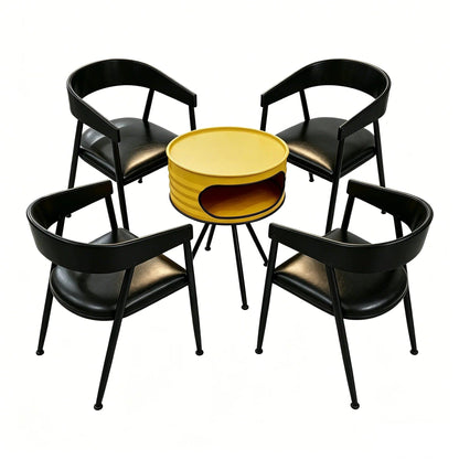 Industrial Metal Cafe Table and Chairs Set for Restaurant Bistro